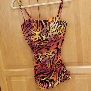 NEW NATORI SWIM Koko Jungle Print Tankini Top Swimsuit Size 10 C/D